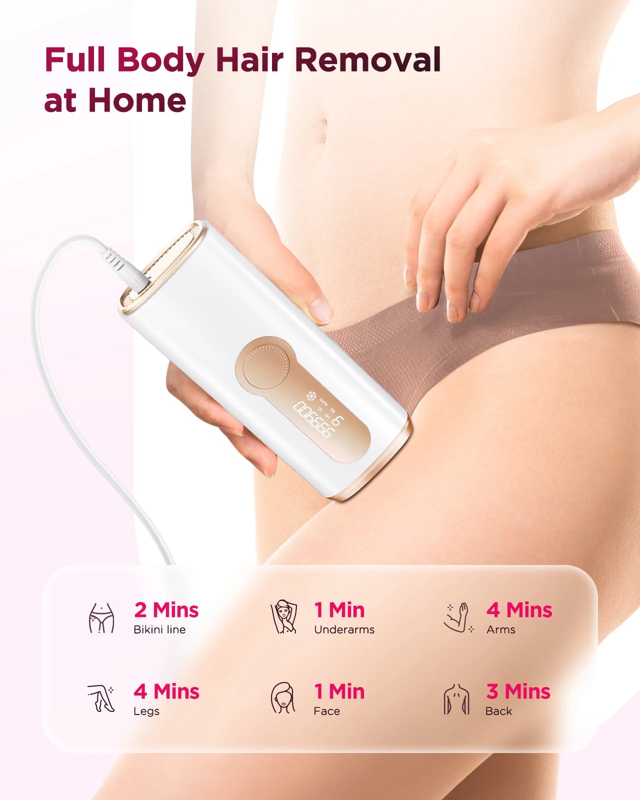 Stylique Glow™ IPL Laser Hair Removal Handset – 990,000 Flashes | Painless Permanent Smooth Skin