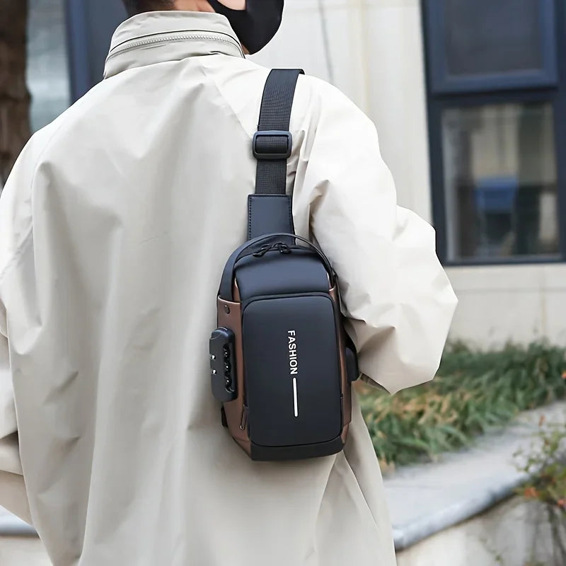 Stylique Glow™ UrbanEdge Sling Bag – Waterproof Men's Crossbody Chest Pack with Phone Pocket
