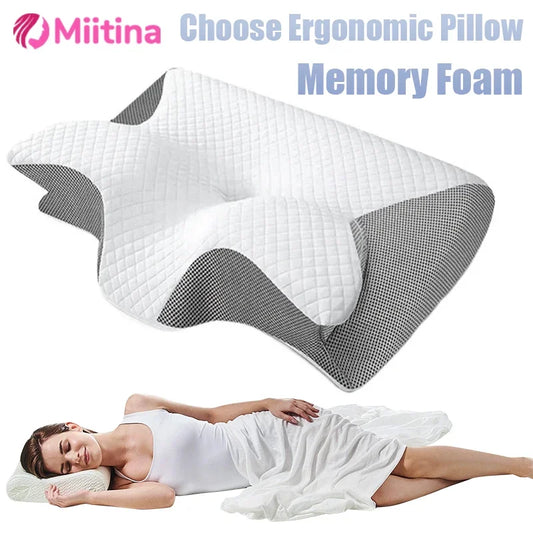 Stylique Glow™ Butterfly Cervical Memory Foam Pillow – Orthopedic Neck Relief & Deep Sleep Support