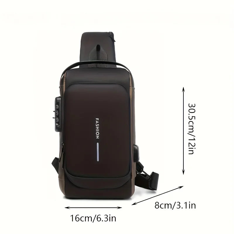 Stylique Glow™ Anti-Theft Urban Crossbody – Men's Oxford Chest Sling Bag for Commute & Casual Style