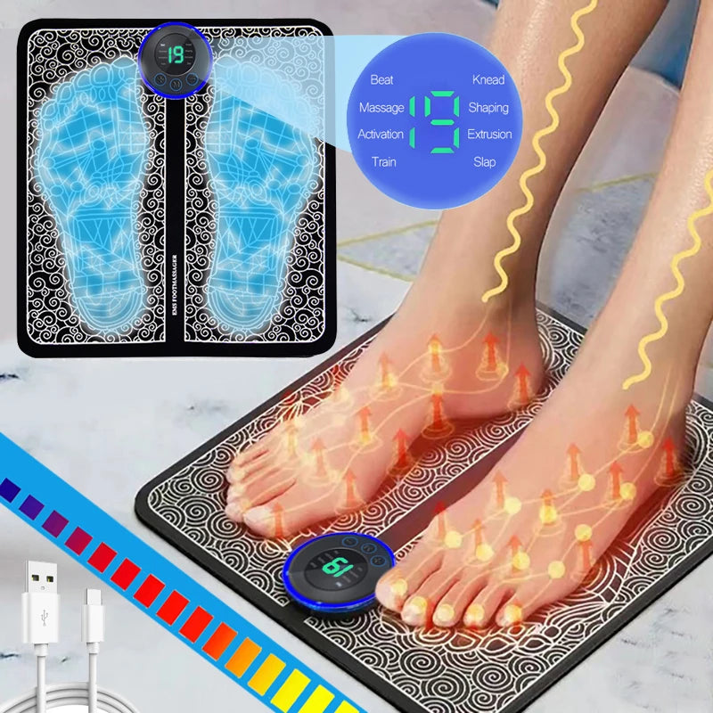 Stylique Glow™ Smart EMS Foot Massager Pad – Rechargeable Muscle Relaxation for Home & Travel