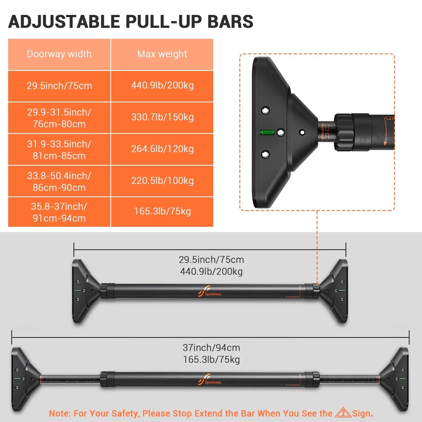 Stylique Glow™ No-Screw Adjustable Pull-Up Bar – Luxury Home Strength Trainer, 440lbs Capacity