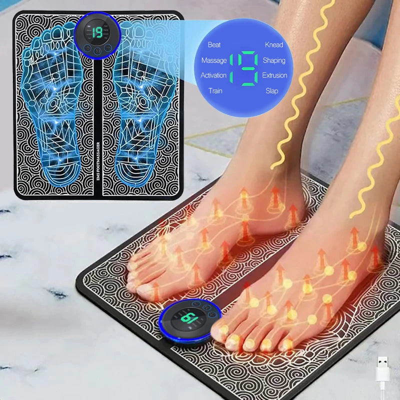 Stylique Glow™ Smart EMS Foot Massager Pad – Rechargeable Muscle Relaxation for Home & Travel