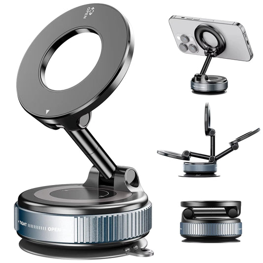 Stylique Glow™ 360° Luxe Magnetic Car Phone Holder – Premium Vacuum Suction Mount