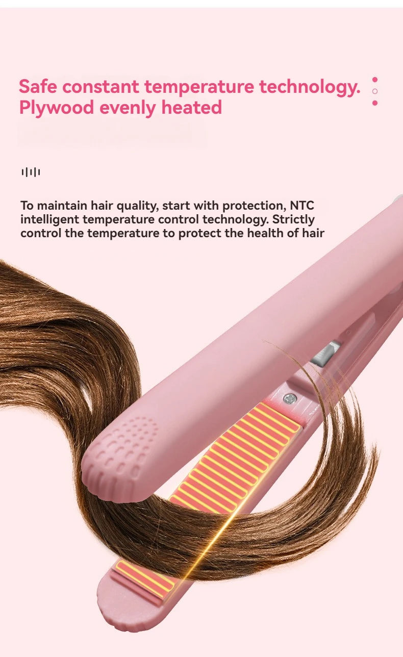 Stylique Glow™ Mini Ceramic Hair Straightener – Dual-Use Curler & Portable Beauty Tool