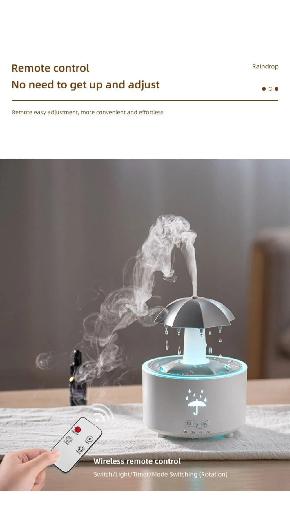 Stylique Glow Umbrella Water Drop Diffuser – Ultrasonic Humidifier with LED Lights & Essential Oil Aromatherapy