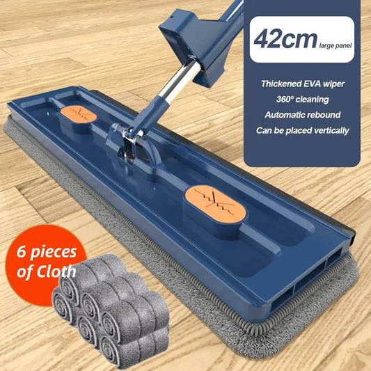 Stylique Glow 360° Rotating Flat Mop – Self-Contained Microfiber Floor Cleaner with Sliding Wringer