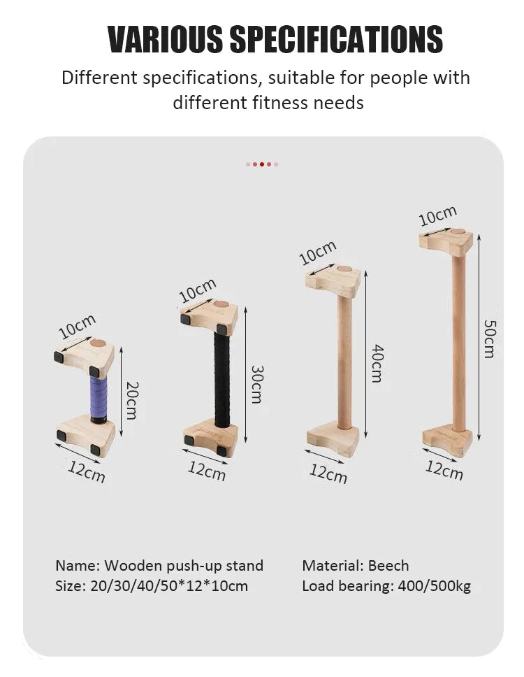 Stylique Glow™ Premium Wooden Push-Up Stand – Non-Slip Beech Wood Parallettes for Home Strength & Calisthenics Training