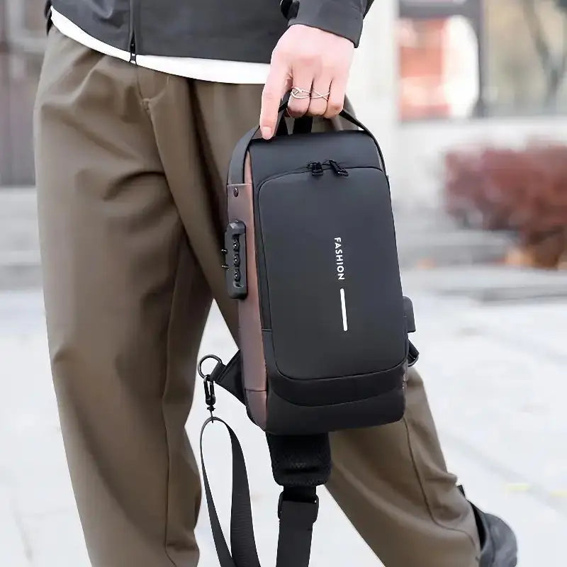 Stylique Glow™ Anti-Theft Urban Crossbody – Men's Oxford Chest Sling Bag for Commute & Casual Style