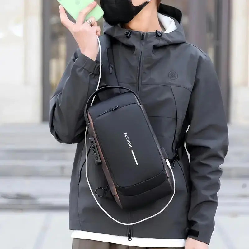 Stylique Glow™ Anti-Theft Urban Crossbody – Men's Oxford Chest Sling Bag for Commute & Casual Style