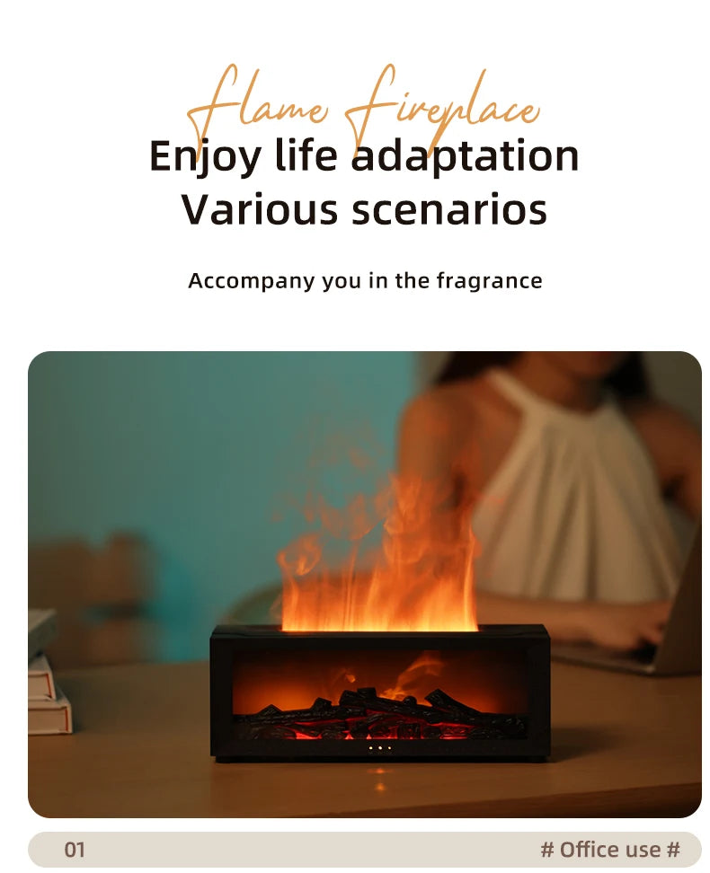 Stylique Glow Flame Aroma Diffuser – LED Fireplace Humidifier with Remote & Essential Oil Function