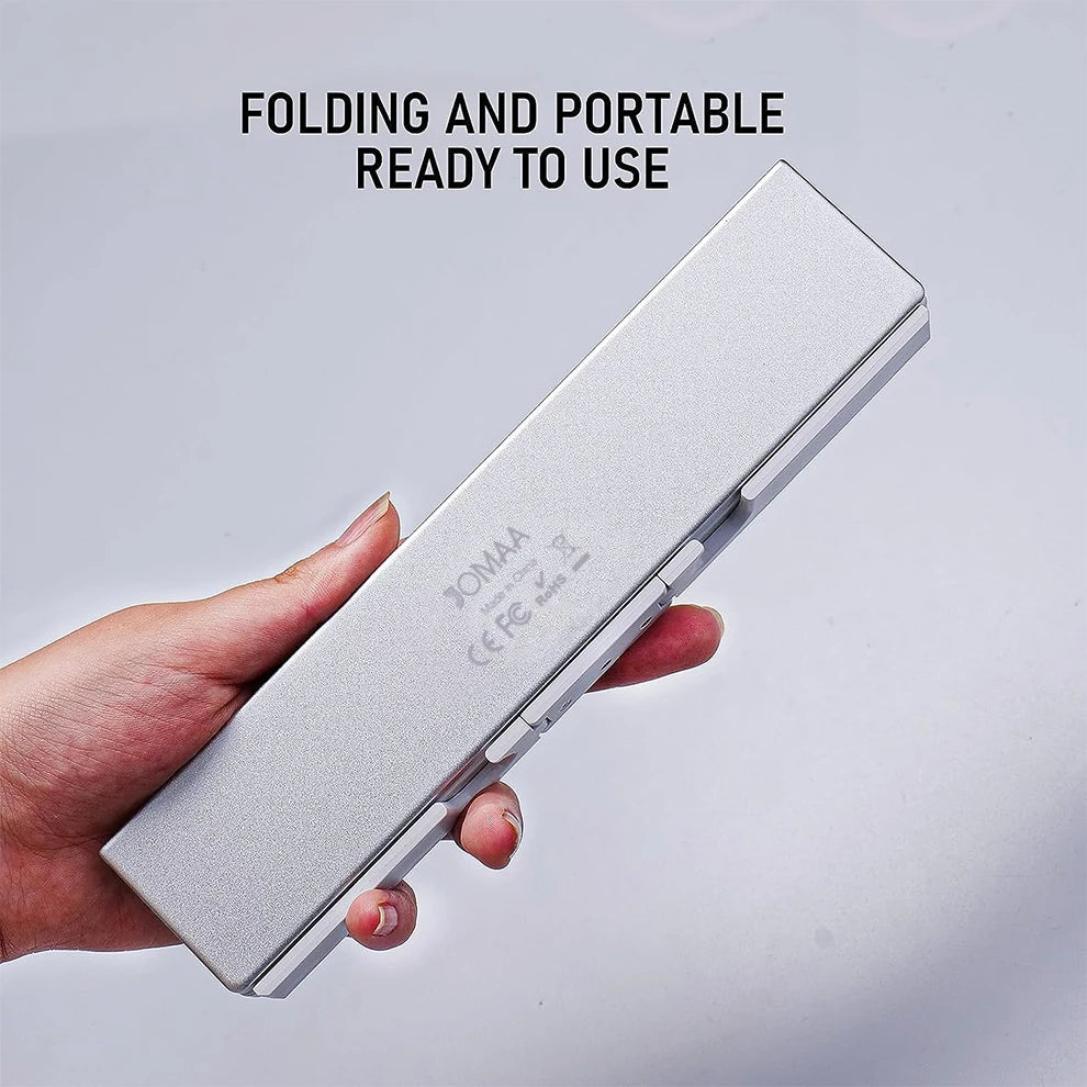 BOW Foldable Bluetooth Keyboard – Portable Mini Wireless Aluminum Keypad with Stand | 50% OFF