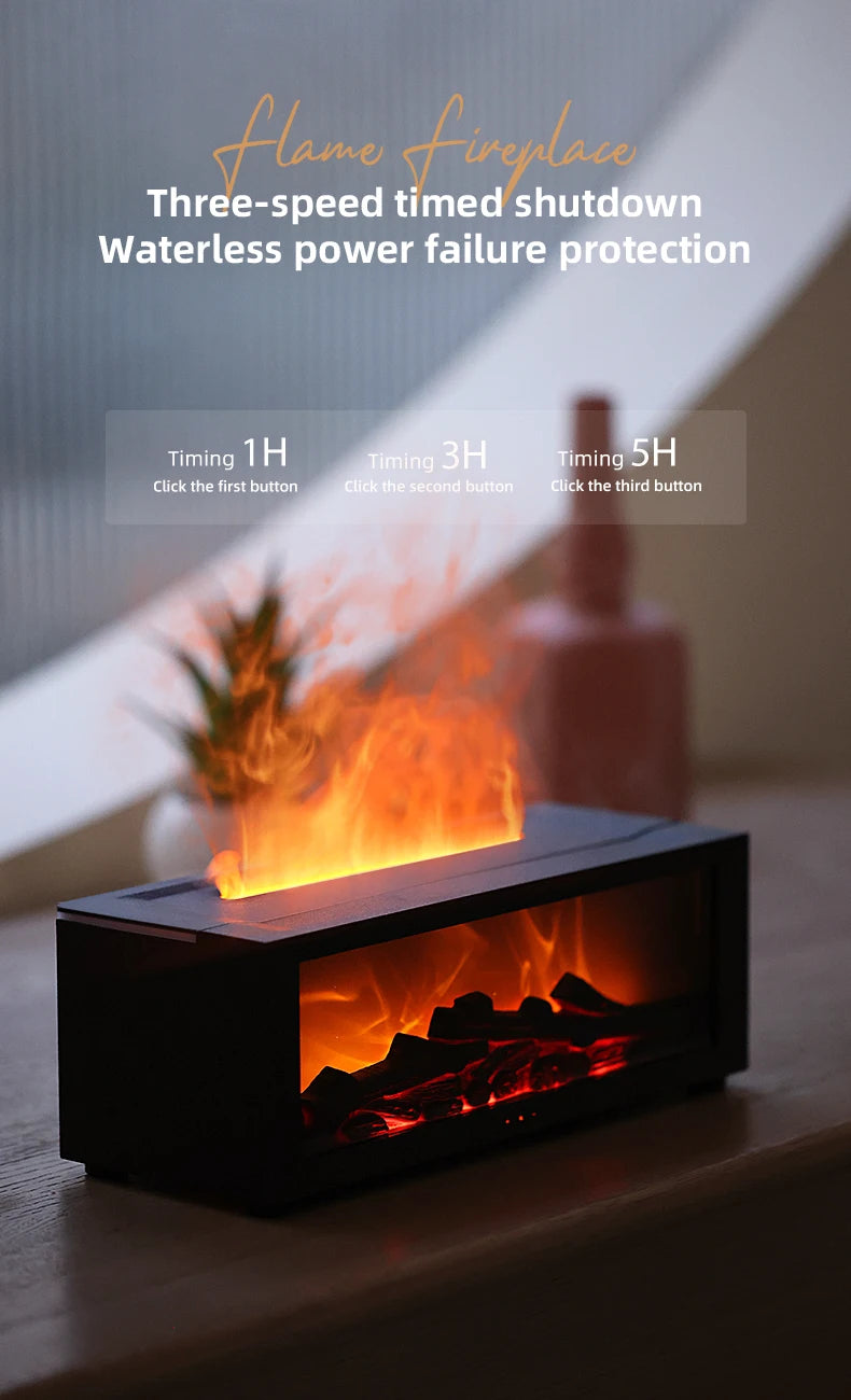 Stylique Glow Flame Aroma Diffuser – LED Fireplace Humidifier with Remote & Essential Oil Function