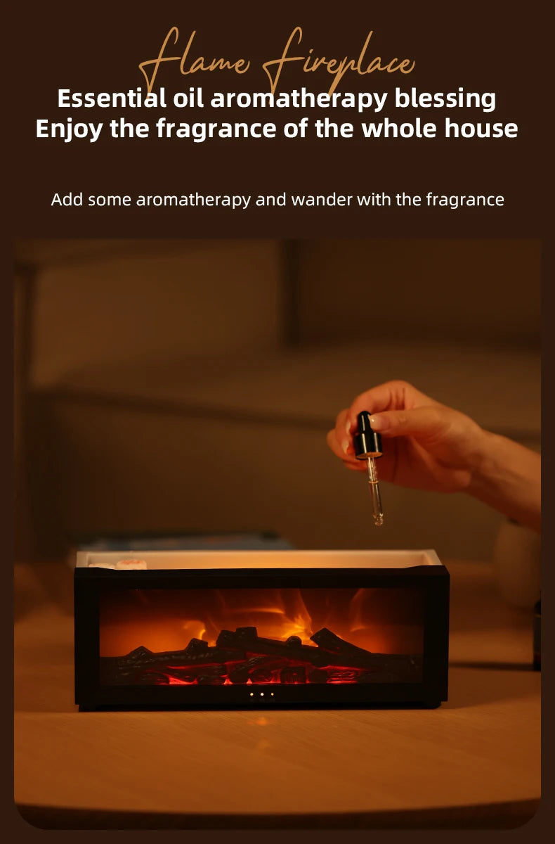 Stylique Glow Flame Aroma Diffuser – LED Fireplace Humidifier with Remote & Essential Oil Function