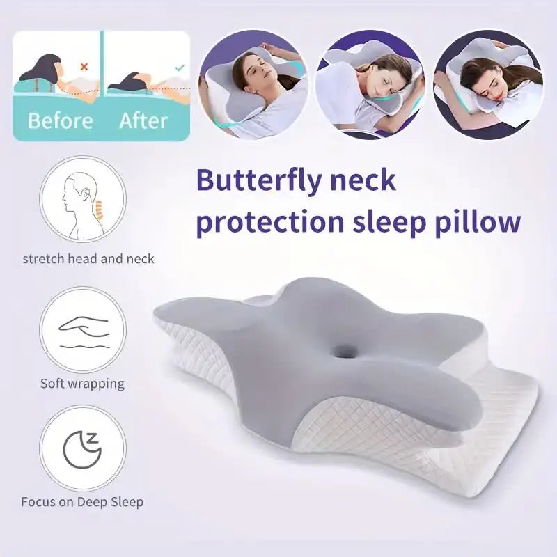 Stylique Glow™ Butterfly Memory Foam Pillow – Orthopedic Neck Relief for Deep Sleep Comfort
