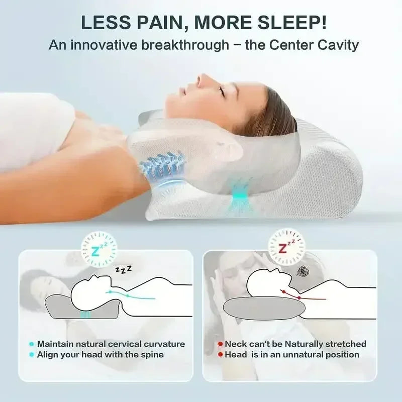 Stylique Glow™ Butterfly Cervical Memory Foam Pillow – Orthopedic Neck Relief & Deep Sleep Support