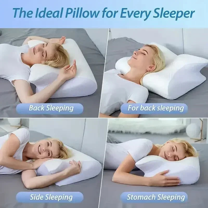 Stylique Glow™ Butterfly Cervical Memory Foam Pillow – Orthopedic Neck Relief & Deep Sleep Support