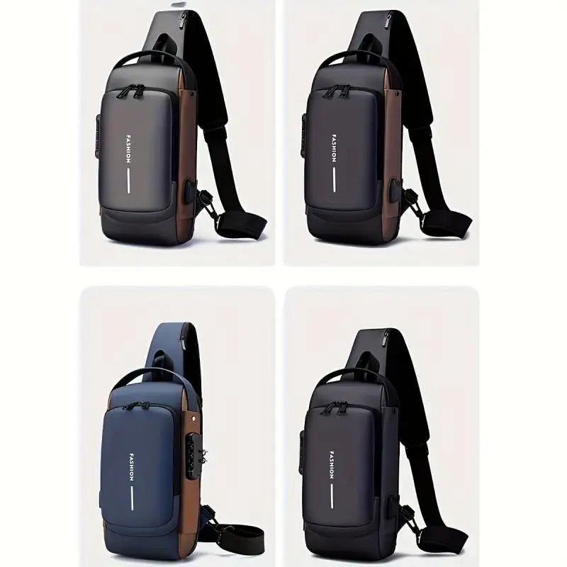 Stylique Glow™ Anti-Theft Urban Crossbody – Men's Oxford Chest Sling Bag for Commute & Casual Style