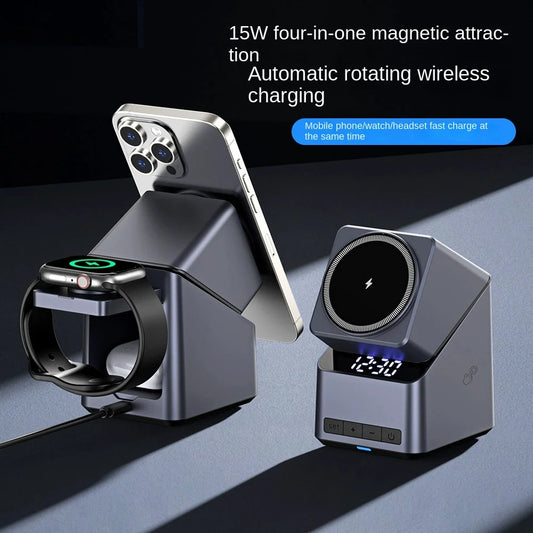 4-in-1 Magnetic Wireless Charging Station with 180° Touch Rotation | Fast Foldable Charger for iPhone, Watch & AirPods – Stylique Glow