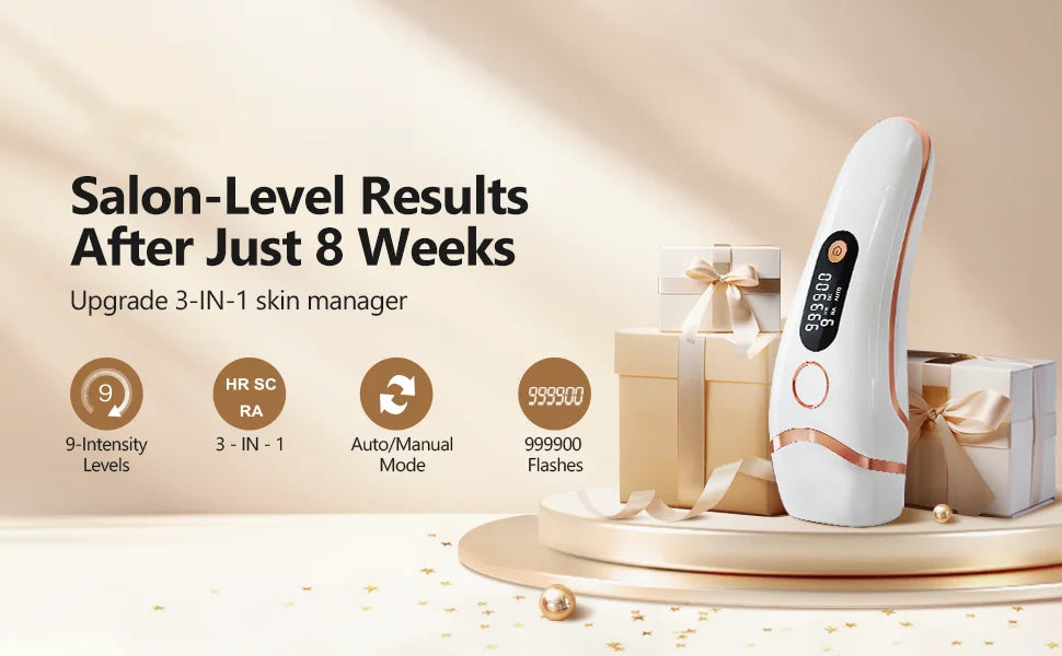 Stylique Glow™ 999,000 Flashes IPL Hair Removal Laser – Painless, Permanent Hair Reduction for Men & Women