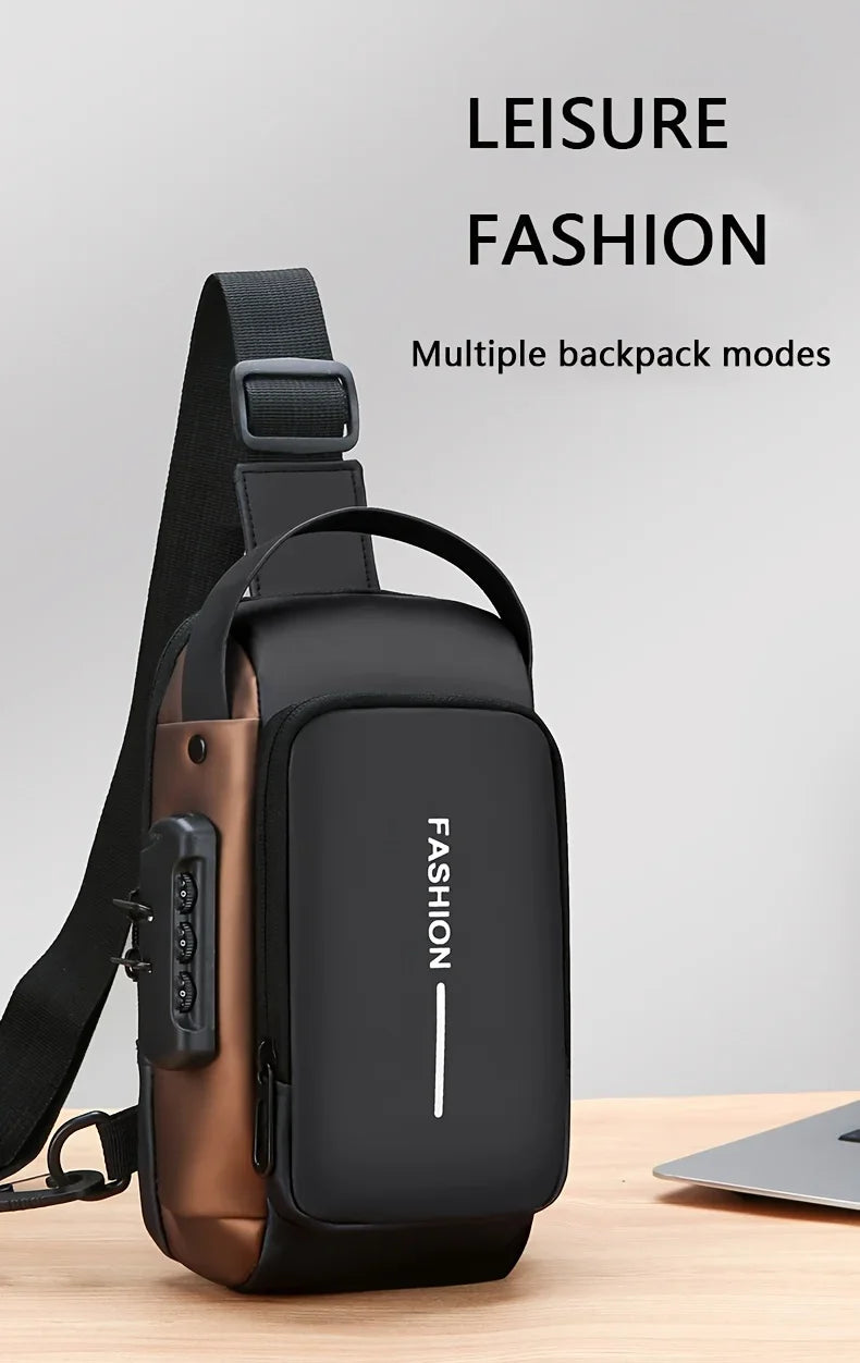 Stylique Glow™ UrbanEdge Sling Bag – Waterproof Men's Crossbody Chest Pack with Phone Pocket