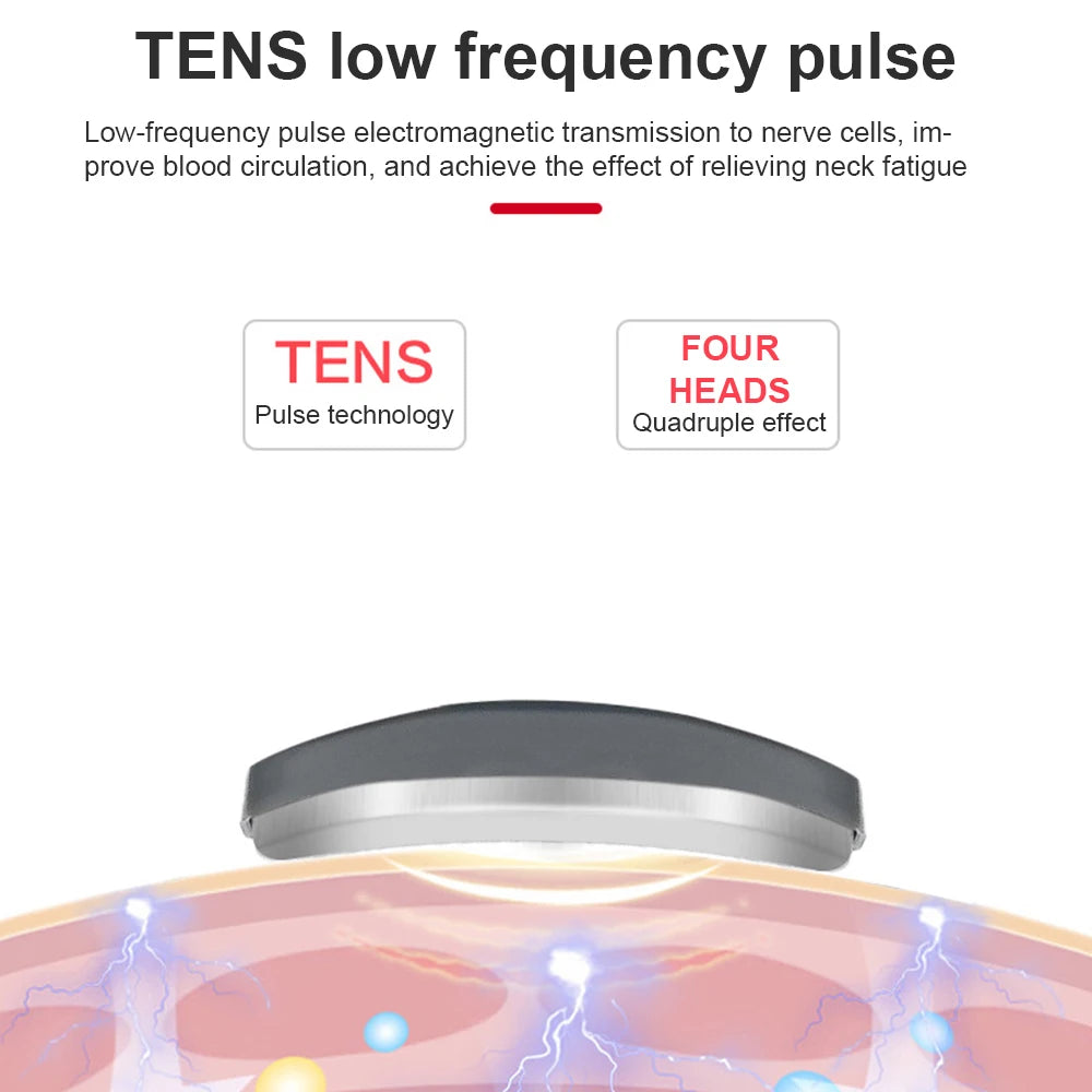 Stylique Glow™ Smart Pulse Neck Massager – Heated 4-Head TENS Cervical Therapy