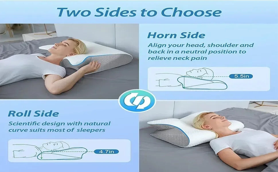 Stylique Glow™ Butterfly Cervical Memory Foam Pillow – Orthopedic Neck Relief & Deep Sleep Support