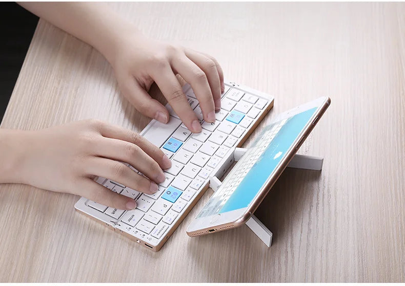 BOW Foldable Bluetooth Keyboard – Portable Mini Wireless Aluminum Keypad with Stand | 50% OFF