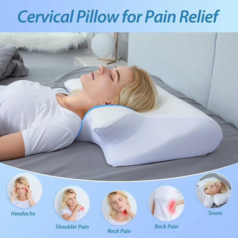 Stylique Glow™ 2-in-1 Orthopedic Memory Foam Pillow – Premium Contour Neck Support for Pain-Free Sleep