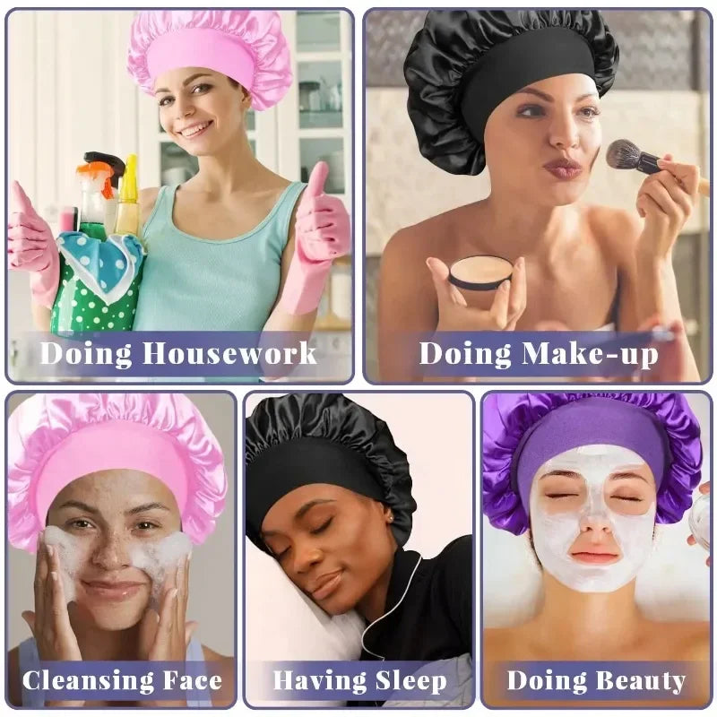 Stylique Glow™ Luxe Silk Sleep Bonnet – Satin Lined Hair Protection for Long & Curly Hair