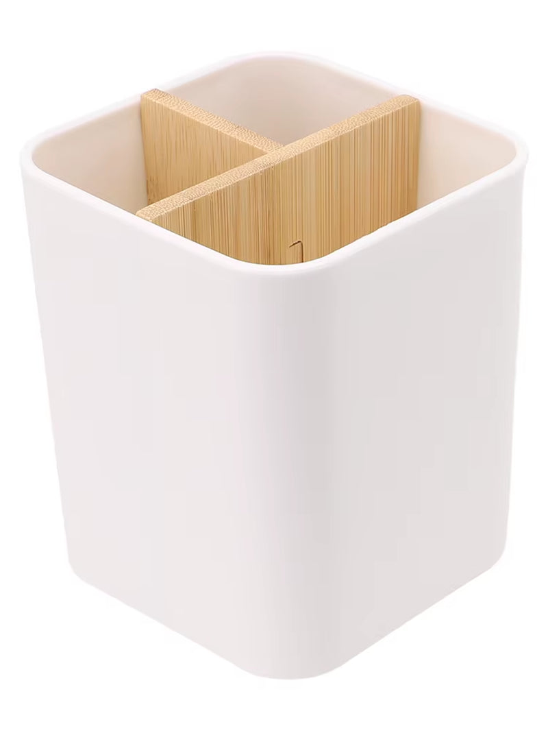 Bathroom Toothbrush Holder 3 Slots Wooden Toothpaste and Pen Holder Storage Box Toothpaste Toothbrush Stand Bathroom Accessories