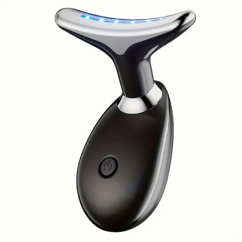 Rechargeable LED Tricolor Facial and Neck Massage Instrument Firming and Tightening Face and Neck Skin Beauty Skin Care Tool