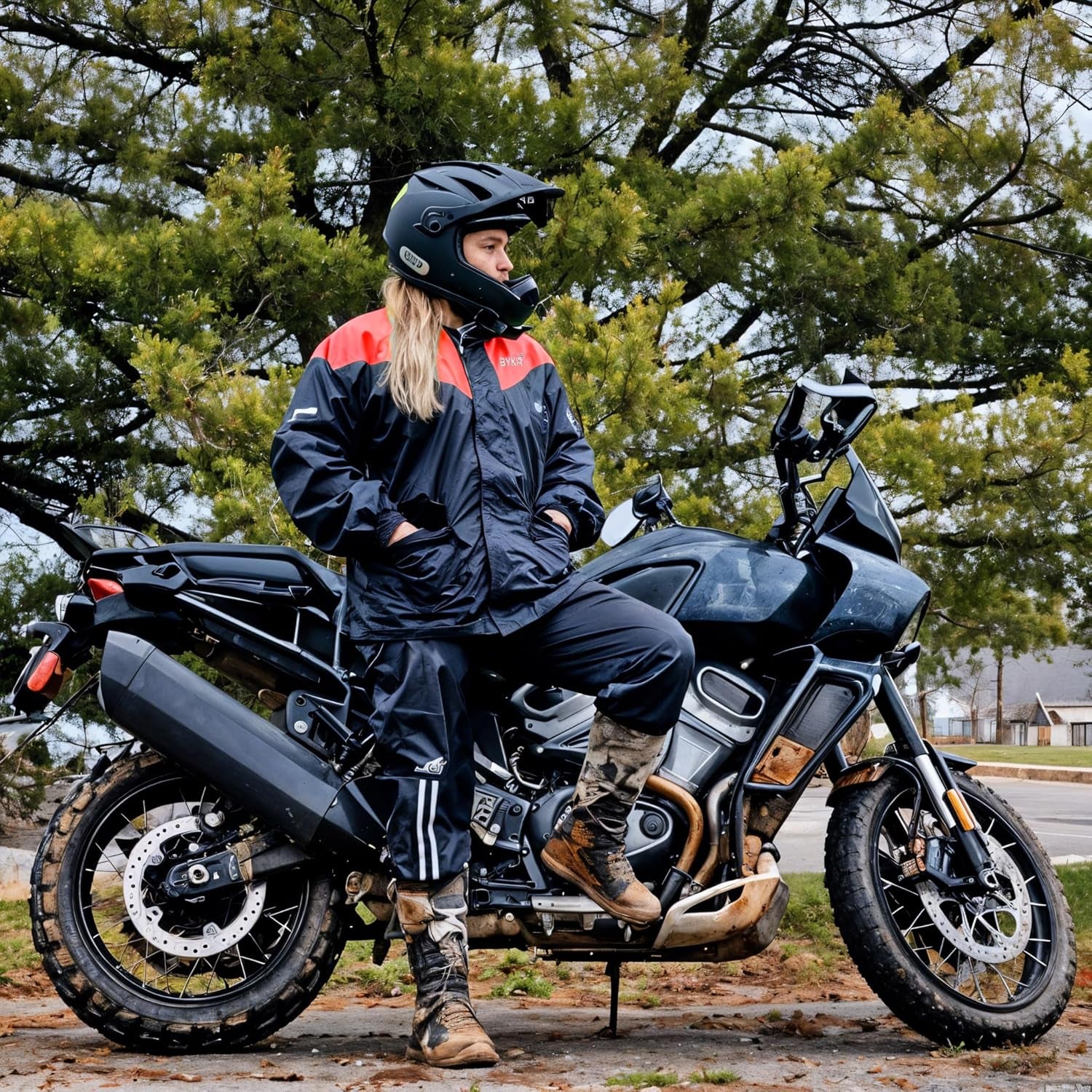 Waterproof Outdoors Motorcycle Rain Suits for Men & Women Cycling 2-Piece Breathable & Windproof Wet Weather Protection