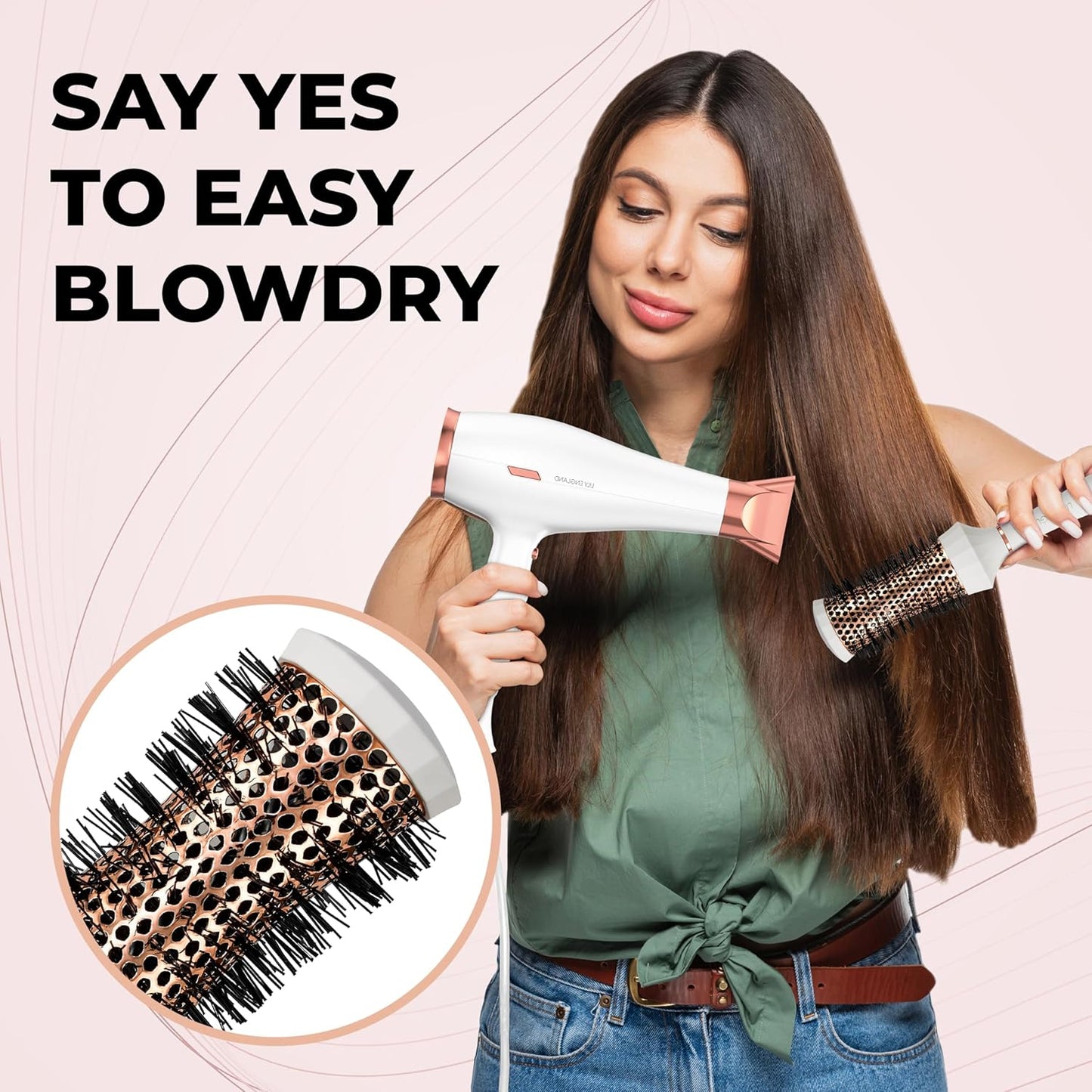 round Hair Brush Set, 4 Pieces Professional Blow Dry Kit with 3 round Brushes and Comb for Styling, Beauty Gift Sets for Women