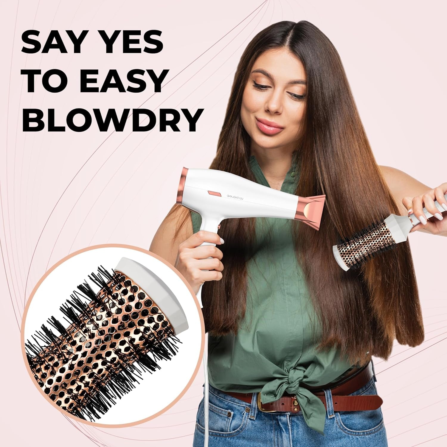 round Hair Brush Set, 4 Pieces Professional Blow Dry Kit with 3 round Brushes and Comb for Styling, Beauty Gift Sets for Women