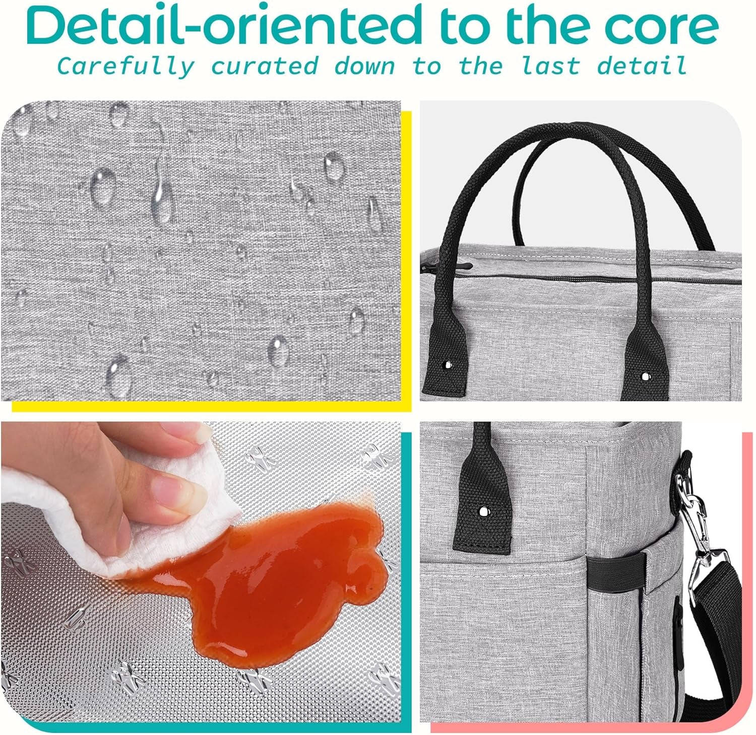 Cute&Classy Roomy Insulated Lunch Bags for Women - Stylish & Functional Large Tote Adult Lunch Box for Working & Picnic