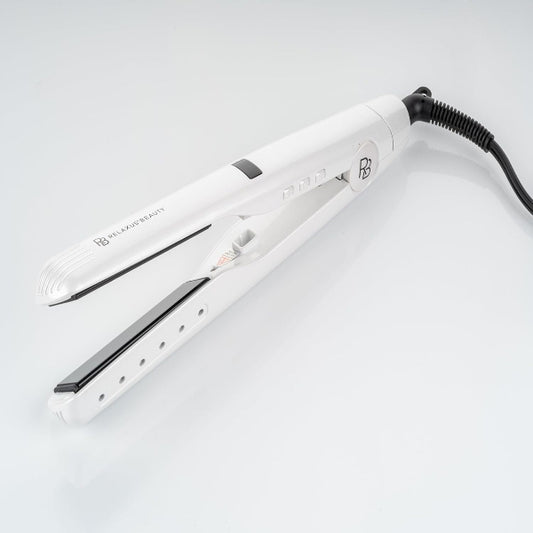 BEAUTY  Pearl Twirl Styler 2-In-1 Hair Straightener and Curler with Ceramic Plates, Digital Display, Dual Voltage - Cream