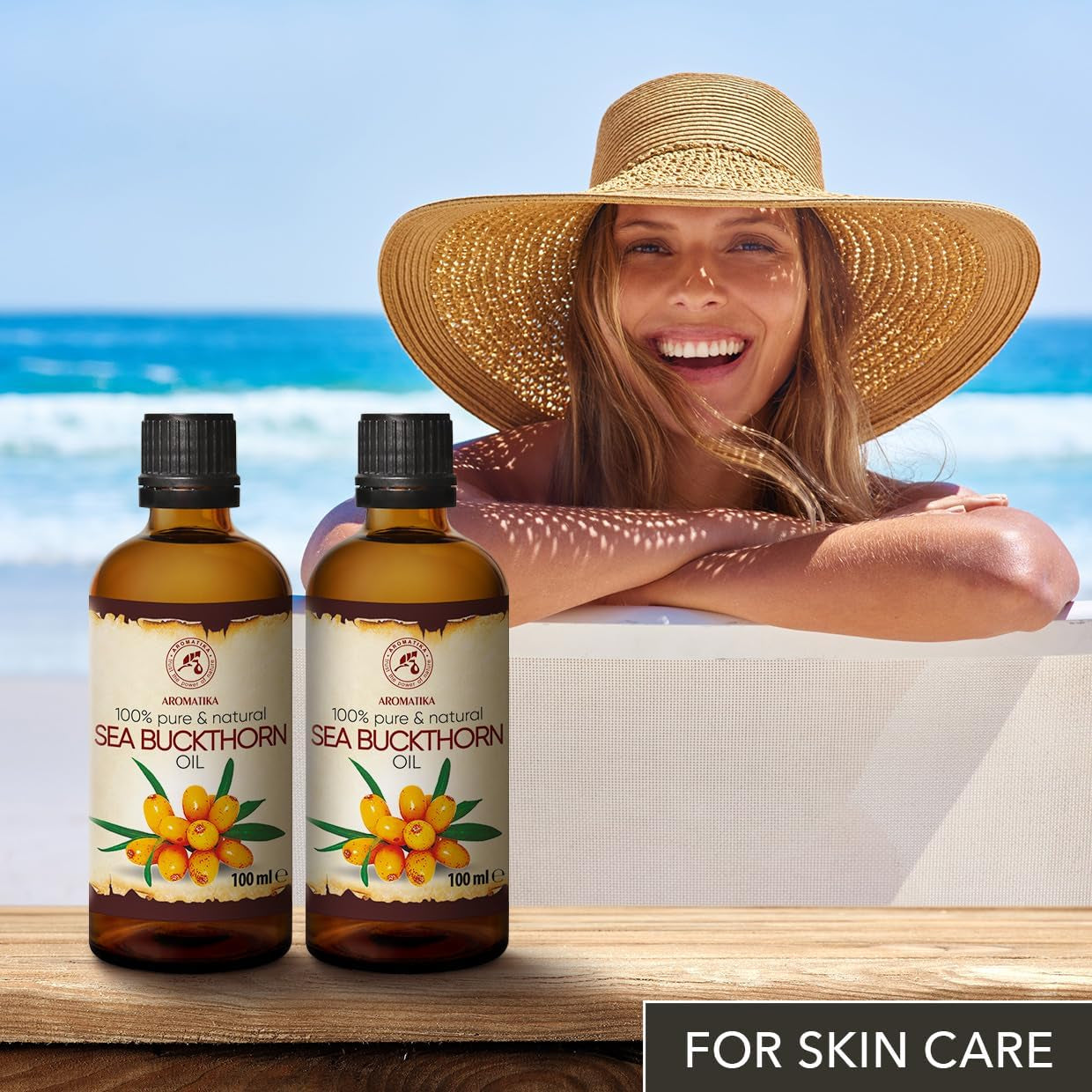 Sea Buckthorn Fruit Oil Set 2 * 100Ml - 200 Ml 100% Pure & Natural - Cold Pressed - Unrefined - Hippophae Rhamnoides Oil - Best for Hair - Face - Body - for Beauty – Relaxation for Skin