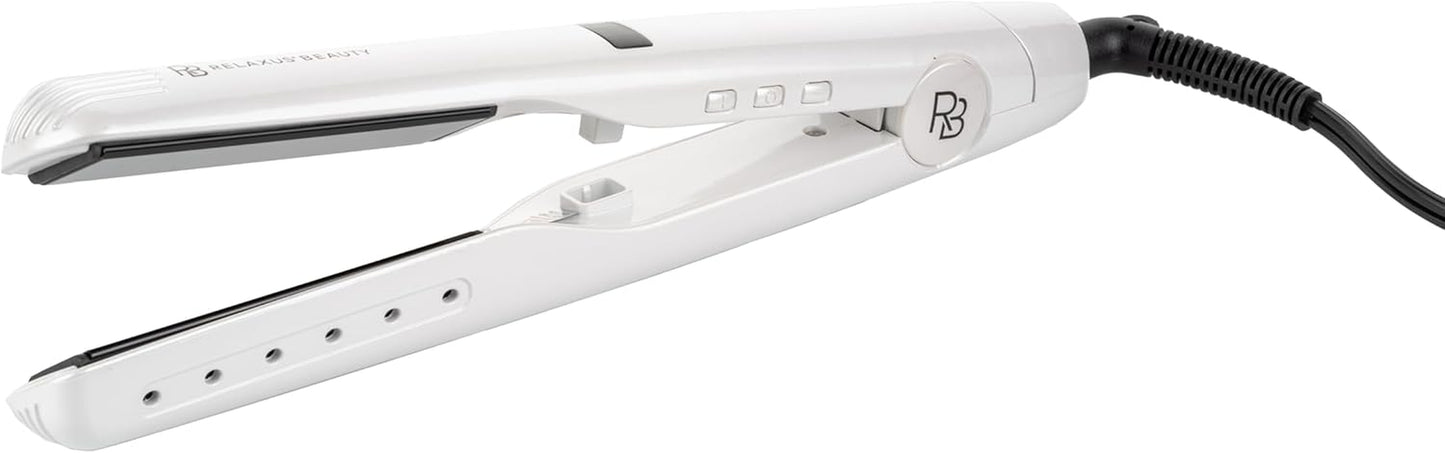BEAUTY  Pearl Twirl Styler 2-In-1 Hair Straightener and Curler with Ceramic Plates, Digital Display, Dual Voltage - Cream