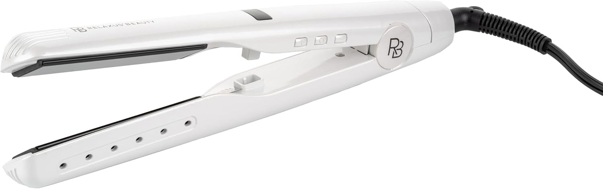 BEAUTY  Pearl Twirl Styler 2-In-1 Hair Straightener and Curler with Ceramic Plates, Digital Display, Dual Voltage - Cream