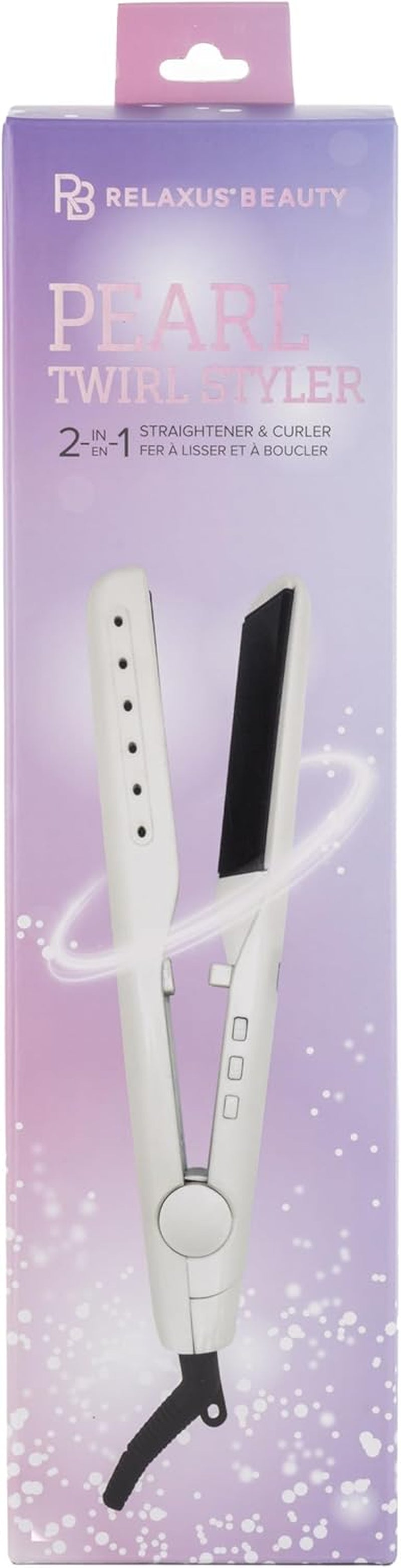 BEAUTY  Pearl Twirl Styler 2-In-1 Hair Straightener and Curler with Ceramic Plates, Digital Display, Dual Voltage - Cream