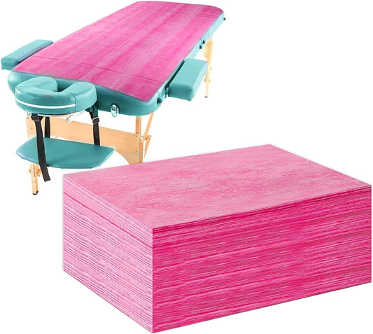 60 Pcs Massage Bed Sheets 31.4X70.8 Disposable Massage Table Cover Pink Microfiber Linens for Spa Professional Massage Tables Tattoo Lash Beauty Hotel Esthetician - Oil Proof & Waterproof